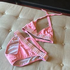 Venus Vintage Y2k Pink Studded Two Piece Bikini Swim Size 12; C Cup Top Lightest Wear; Like New Y2k Summer Beach Swimwear, 2010s Room, Pink Studs, Y2k Pink, Skin Care Routine Steps, C Cup, Fit Ideas, Short Hair Haircuts, Short Hair Older Women