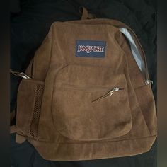 Corduroy Brown Jansport Backpack. 17 Inches. Brand New Without Tags. Maroon Jansport Backpack, Burgundy Jansport Backpack, Brown Backpack For On-the-go, Jansport Backpacks Brown Bottom, Brown Standard Backpack For On-the-go, Jansport Backpack, Tags, Bag Lady, Backpacks