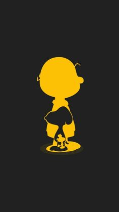 the silhouette of a cartoon character in yellow