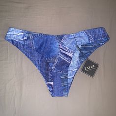 Zaful Swim Bottoms. Denim Print. Nwt! Trendy High Rise Beach Swimwear, Trendy Fitted Jeans For The Beach, Casual High Rise Swimwear For Spring, Casual High-rise Swimwear For Spring, Casual High Rise Spring Swimwear, Casual High-rise Fitted Swimwear, Summer Jeans For Beach, Summer Beach Jeans In Medium Wash, Mid-rise Blue Jeans For Beach