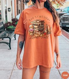 Fall Book Reading Comfort Colors Shirt,just a Girl Who Loves Fall Tshirt,read More Books,halloween Book Shirt,booklover Oversized Tee Shirt - Etsy Books Halloween, Fall Tshirt, Oversized Tee Shirt, Book Shirt, Read More Books, Fallen Book, Autumn T Shirts, Halloween Books, Book Reading