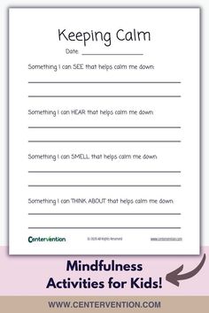 a printable worksheet for kids to help them learn how to keep calm