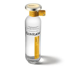 a bottle of ginraw water with a yellow cap on the top and bottom