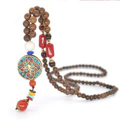 Boho African Style Wooden Men's Pendant Necklace - Wnkrs Buddhist Aesthetic, Aesthetic Female, Chain Clothing, Mens Necklace Pendant, Style Africain, Wooden Bead Necklaces, Buddha Beads, Art Necklaces, Handmade Beaded Necklaces