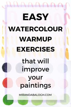 These 3 easy watercolour warmup exercises help you learn how to get started with watercolour painting. Warming up is an important habit because it improves your hand-eye coordination and muscle memory, therefore making it easier for you to get into the flow of painting. So make sure you practice these quick watercolour warmup exercises in order to apply watercolour techniques, create textures, and layer more easily while you paint. Watercolour Exercises For Beginners, Easy Beginner Watercolor Painting, Watercolor Exercises For Beginners, Watercolor Practice Exercises, Watercolour Exercises, Watercolor Exercise, Color Exercises, Watercolour Painting For Beginners, Beginner Watercolour