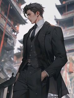 Suit Oc Male, Hot Anime Men Suits, Anime Business Man, His Office, The End Of The World, Character Design Male