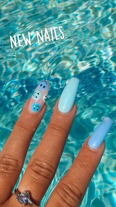 Trendy Blue Nails, Unghie Nail Art, Colorful Nails, Smink Inspiration