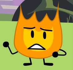 a cartoon fire with an angry look on its face