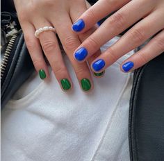 Casual Nails, Colorful Nail Designs, Dope Nails, Short Acrylic Nails, Green And Blue, Nail Manicure