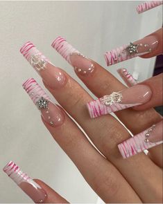 Amazing Nail Art, Dope Nail Designs, Long Acrylic Nails Coffin, Acrylic Nails Coffin Pink, Super Nails, Soft Nails, Unique Acrylic Nails, Bling Acrylic Nails, Pink Acrylic Nails