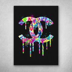 a chanel poster with dripping paint on it