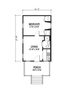 the floor plan for a small house with two bedroom and living areas on each side