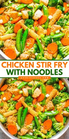 Skip takeout and make this EASY stir fry that’s ready in 15 minutes! Loaded with juicy chicken, crisp-tender veggies, comforting noodles, and Asian-inspired flavors! Healthy, fast, and perfect for busy weeknights!