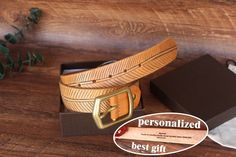 "Product features: each belt is handmade, and each belt has a gift: gift box, dust-proof bag, gift card, each of which can be personalized with lettering on the back of the belt. Customization process: 1，Choose your size. 2，Tell me what needs to be personalized？accept any language and content on the back of the belt. 3，Tell me the type of blessing you want? We have all kinds of holiday greeting cards prepared for you. Belt introduction: 1、Our full-grain genuine leather develops a rich patina and Brown Leather Belts And Suspenders For Gift, Brown Leather Belt And Suspenders For Gift, Brown Leather Belts And Suspenders As Gifts, Brown Leather Belt And Suspenders As Gift, Vintage Belt Buckles With Belt For Gift, Vintage Leather Belt Buckles As Gift, Engraved Leather Belts As Gifts, Leather Belt With Brass Buckle As Gift, Vintage Brown Belt For Gift