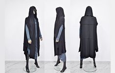 XS - 8XL Long Poncho Cardigan Men & Women, Japanese Oversized Sleeveless Kimono Shawl Shirt,Streetwear Wrap Top,Asymmetrical Vest Hooded Cape Coat, Avant Garde Long Sleeve Shirt,Futuristic Clothing-BB0154 -*-- * Material: 30/100 Full Lyc Cotton * Model Wears : One Size    // You can Request for plus size !  * Picture colour : Black Fit True to Size - So pick up your actual size. All our products are according to EU size chart, if you are located in EU areas you can get your actual size.  But if Cape Aesthetic, Shawl Shirt, Asymmetrical Vest, Long Poncho, Futuristic Clothing, Sleeveless Kimono, Poncho Cardigan, Hooded Cape, Kimono Wrap