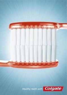 an advertisement for colgate's toothbrushes with clear bristles on it