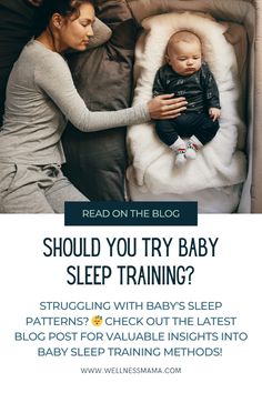 a woman and her baby sleeping in bed with the text should you try to sleep on the