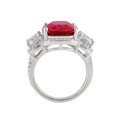 Inspired by the famed Sunrise Ruby… Spellbinding radiance steals the show with this mesmerizing synthetic ruby...with all the scientific properties — and awe-inspiring color — of the prized original, no one will ever guess its attractive secret. Richly faceted with a sophisticated cushion-cut surface for the look of pure luxury. Hand-set in a shimmering silver-plated band, the glamorous center stone is embraced by the splendor of 80 simulated diamonds that beckon with over 5 carats of sparkling Morganite Jewelry, Tanzanite Jewelry, Murano Glass Jewelry, Peridot Jewelry, Daughter Jewelry, Topaz Jewelry, Romantic Jewellery, Danbury Mint, The Sunrise