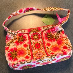 Vera Bradley Small Print Flower Bag Spring Shoulder Bag With Cell Phone Pocket, Retro Pink Bags For Spring, Red Rectangular Shoulder Bag For Spring, Everyday Red Shoulder Bag With Zipper Pouch, Red Bags For Daily Use In Spring, Red Spring Bags, Red Rectangular Bag For Spring, Spring Everyday Shoulder Bag With Zipper Pouch, Spring Everyday Zipper Pouch Shoulder Bag