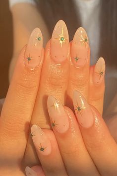 Nails
Summer
Acrylic nails 
Almond shaped nails
Stars Nude Nail Ideas, Bridesmaids Nails, Hard Gel Nails, Fantasy Nails, Nude Nail, Nude Nail Designs, Funky Nails, Chic Nails