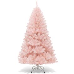 a pink artificial christmas tree on a white background