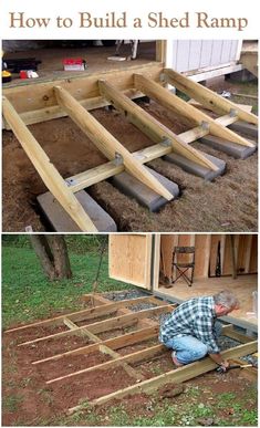 All About Landscaping Shed Ramp, Build A Shed, Shed Construction, Firewood Shed, Backyard Storage, Storage Shed Plans