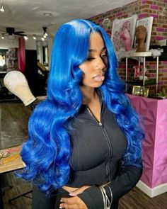 Teal Wig, Hair Palette, Blue Lace Front Wig, Royal Blue Hair, 613 Wig, 13x4 Lace Front Wig, Frontal Wig Hairstyles, Blue Wig, Protective Hairstyles Braids