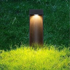 a lamp in the middle of some grass