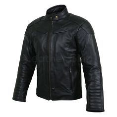 Nothing brings out the true gentleman in you like a simple black leather jacket. With not much going on with the product, this single coded black jacket made of high-quality leather is a spectacular choice while you are accompanying any lady. Showing off your sense of style and sophistication, this jacket also comes with quilted rib padding over the sleeves which guarantee a comfortable and cozy fit to enjoy the chilly winters. The pads on the chest add a light, stylish touch to the product making it all the more unique, and it possesses the following prominent features: Made of high-quality genuine cow leather Rib quilted padding on sleeve ends Double button collar closure Vertical zipper pockets on both sides Pads on the chest for style Antique Zippers Classic Long Sleeve Solid Biker Jacket, Classic Long Sleeve Solid Color Biker Jacket, Classic Black Leather Motorcycle Jacket, Classic Leather Jacket For Motorcycling In Winter, Classic Black Long Sleeve Leather Jacket, Classic Long Sleeve Leather Jacket For Motorcycling, Black Leather Motorcycling Outerwear, Classic Black Leather Jacket For Biker Events, Classic Long Sleeve Leather Jacket For Biker Events