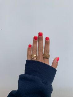 Colored Hailey Bieber Nails, Small Hands Nails, Pink Hailey Bieber Nails Short, What To Ask For Hailey Bieber Nails, Hailey Bieber Nails Different Colours, Hot Pink Hailey Bieber Nails, Red Orange Nails, Surfergirl Style