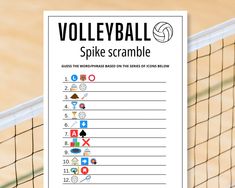 a volley ball spike scramble is posted on a racket