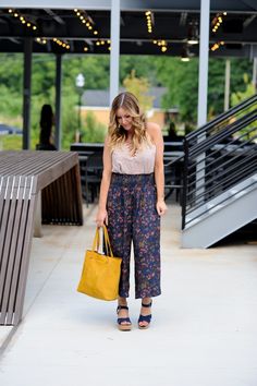 Denim Wedges, Sassy Fashion, Blue Wedges, Pants Denim, Mom Jean, Floral Pants, Lace Cami, Spring Style, Fall Style