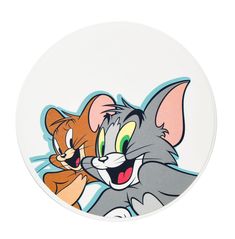 an image of two cartoon characters on a white plate with the same color as it appears to be