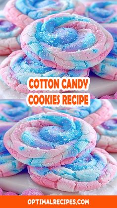 cotton candy cookies with blue and pink icing