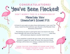 a pink flamingo flyer with the words congratulations you've been flocked