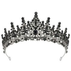 RUseeN Black Tiara Crown Queen Crowns for Women, Crystal Princess Tiara Hair Accessories for Prom Cosplay Birthday Halloween Encrusted with stunning Austrian crystals of various sizes, this tiara design based on classical style, greatly to show its culture, will make you standout in any occasions Tiara measures approx. 2.76 inches in height, 5.7 inches in diameter. Weight: 0.42 lb, crafted specifically to fit women and girls and perfectly fit in your glamorous hairstyles. The metal alloy tiara i Black Tiara Wedding, Goth Tiara, Black Crowns, Accessories For Prom, Quince Crowns, Dark Crowns, Prom Fits, Tiara Design, Queen Crowns