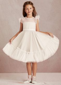 AZAZIE LORI FLOWER GIRL DRESS - Flower Girl Dresses Silver Ball Gown, Glitter Tulle Dress, Silver Flower Girl Dress, Ivory Flower Girl Dresses, Tulle Flower Girl, Flower Girl Dresses Tulle, Dress Flower, Straight Neckline, Flower Girl Dress