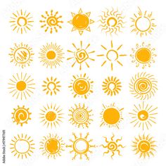 yellow sun icons on white background royalty photo