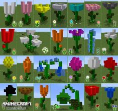 several different types of flowers and plants in minecraft