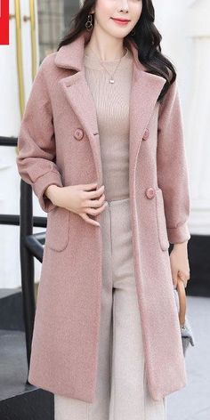 $114.90 - Beautiful cute pink trendy Long Coat (for spring and autumn) with waist belt for elegant women and classy ladies. Good for casual every day wear and also professional work office look. The fabric is very thick and will keep you warm well. Casual Long Spring Wool Coat, Casual Long Pea Coat For Spring, Casual Solid Color Wool Coat For Spring, Trendy Long Wool Coat For Spring, Casual Long Pink Outerwear, Long Pink Casual Outerwear, Fitted Wool Coat For Spring, Pink Wool Coat With Lapel Collar For Fall, Spring Long Sleeve Solid Color Wool Coat