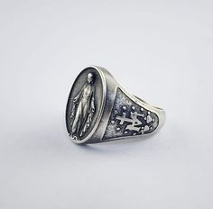 Handmade Sterling silver special products.  special day gift for your loved ones. Heirloom Silver Rings For Commemoration, Vintage Sterling Silver Signet Ring Gift, Vintage Sterling Silver Signet Ring For Commemoration, Sterling Silver Signet Ring For Commemoration, Handmade Sterling Silver, Our Lady, Ring Silver, Virgin Mary, Signet Ring