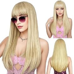 Category:Synthetic Wig; Gender:Women's; Wig Type:Natural Wigs; Occasion:Daily Wear,Party / Evening,Vacation,Birthday,Cosplay Costumes; Age Group:Adults; Color Shade:Red,Blonde,White,Pink,Auburn; Hair Material:Synthetic Hair; Cap Construction:Machine Made; Texture:Straight; Length:Long; Features:Soft,Party,Cosplay,Comfortable,Fluffy; Heat Resistant:Yes; Listing Date:07/22/2024; Hairstyle:Middle Part; Can Be Permed:No; Theme:Party Blonde Wig With Bangs, Long Blonde Wig, Blonde Wigs, Natural Hair Wigs, Long Hair Wigs, Wigs Synthetic, Straight Wigs, Wig With Bangs, Wigs Online