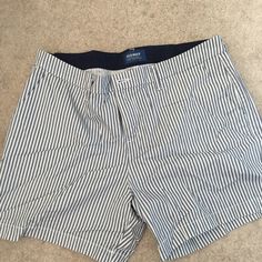 Blue Pinstripe Shorts From Old Navy Size 14 Never Worn Blue Striped Hem Bottoms For Summer, Summer Blue Bottoms With Striped Hem, Blue Summer Bottoms With Striped Hem, Casual Blue Bottoms With Striped Hem, Blue Vertical Stripes Bottoms For Summer, Striped Cotton Summer Bottoms, Blue Vertical Stripes Short Bottoms, Casual Summer Pinstripe Bottoms, Striped Cotton Summer Shorts