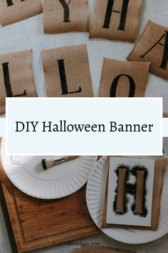 diy halloween banner made with burlocks and paper plates