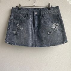 "Vintage Snakeskin Print Mini Low Rise Denim Skirt Size 36 on tag, low rise waist about 30\" around and 12\" long This item is one of a kind, so you will receive this exact item! It will be shipped in one to two days. Check our reviews about fast shipping and quality items!  We are a sustainable, curated and custom shop called AKIND - bringing new trends to one of a kind thrifted and vintage! We treat each order with care and are appreciative for each one. Please don't hesitate to contact us with questions about sizing or other; we respond quickly! We currently don't accept returns/exchanges due to the difficulty, delayed times, and expensiveness of shipping during a pandemic. Thank you for understanding!" Y2k Mini Skort For Streetwear, High Rise Fitted Skort Y2k Style, Y2k High Rise Fitted Skort, High Rise Fitted Y2k Skort, Y2k Streetwear Skort With Pockets, Grunge Mini Skirt With Pockets For Streetwear, Rock Style Bottoms For Spring Streetwear, Y2k Style Skort For Streetwear In Spring, Grunge Mini-length Bottoms For Streetwear