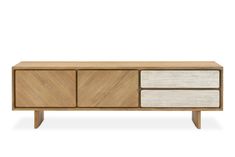 the sideboard is made from wood and has two drawers