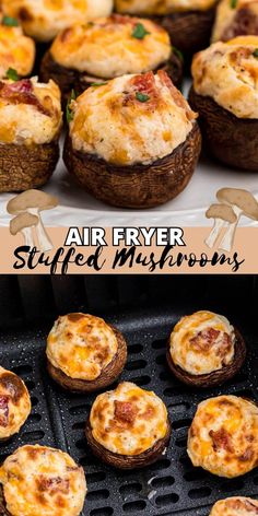 air fryer stuffed mushrooms with cheese on top