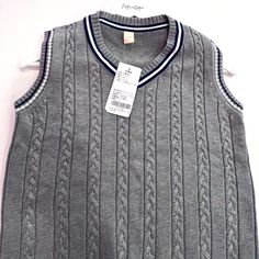 Boys Vest Pullover Knit V-Neck Sweater Nwt Back To School Dressy Beautiful Cable Knit Stretch Picture Day Church Special Occasion Nice Weight Contrasting Colors Pairs Well For The Well Dressed Child Great Find 170cm Or 68” Is About Size 12-14 Casual Gray Knitted Sweater Vest, Casual Gray Sweater Vest For Fall, Gray Cotton Sweater Vest For Fall, Gray Crew Neck Sweater Vest For Fall, Casual Gray V-neck Sweater For Winter, Casual Gray Crew Neck Sweater Vest, Gray Cotton Casual Sweater Vest, Gray Casual Sweater With Ribbed Collar, Casual Gray Sweater With Ribbed Collar