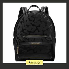 in stock Luxury Black Backpack With Leather Backing, Elegant Michael Kors Backpack For Travel, Modern Michael Kors Backpack, Luxury Black Backpack For Errands, Michael Kors Modern Standard Backpack, Designer Michael Kors Standard Backpack, Michael Kors Designer Backpack, Designer Michael Kors Backpack, Modern Michael Kors Standard Backpack