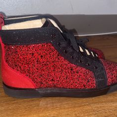 Only Wore Once Still Like New Luxury Custom Sneakers With Red Sole, Louboutin Shoes, Christian Louboutin Shoes, Mens Shoes Sneakers, Black Red, Christian Louboutin, Like New, Shoes Sneakers, Men's Shoes